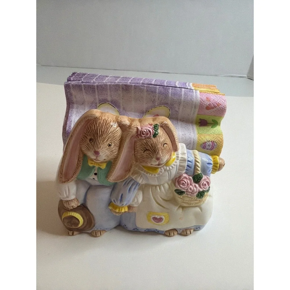 The‎ Cooks Bazaar Stephanie Ceramic Bunny Napkin Holder Easter Spring Decor